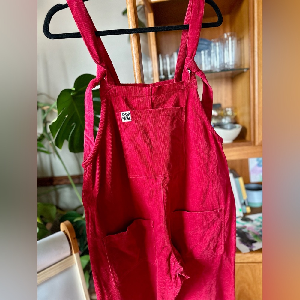 Lucy & Yak Bright Red Corduroy Dungarees